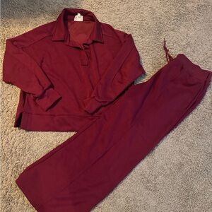 Umgee Burgundy Track Pants & Top Set